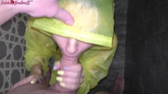 Horny Girlfriend Offered Blowjob with Raincoat In Shower With Cum On Face