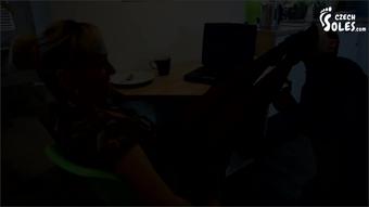 Helping Colleague For Her Sexy Pantyhose And High Heels Nylon High Heels Foot Worship Office 1080P