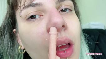Dildo Fucking My Nose With Snot