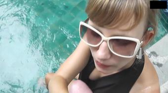 Lickjob Handjob Combination At The Pool 1080P