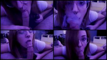 Jessie Wolfe Vaping Blowjob And Eating Cum Off Couch