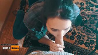 She could not help laughing / blowjob from girlfriend / 4k Blowjob