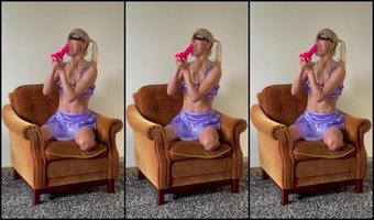 Saliva everywhere! Blonde trains her throat hard - drooling and choking on fake dick like a pro