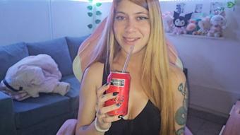 girl makes big burps with soda - June 08, 2024
