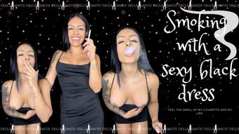 Smoking in a sexy black dress - February 23, 2025