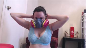 Gas Mask Bra and Panty modeling