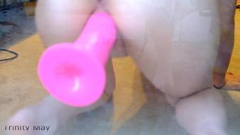 9In Suction Cup Dildo Through Glass Door