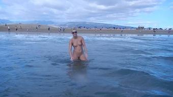 Horny Little Blonde Slut Sucks Strangers on Beach