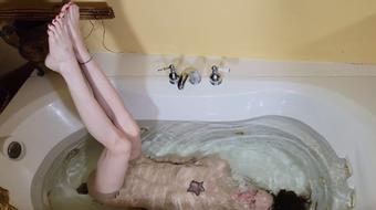 Nude Leg Stretching In The BathTub - HD