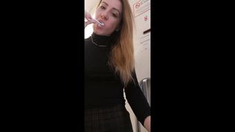 In flight Teeth Brushing
