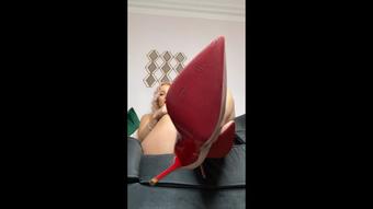Red bottom heels worship with busting