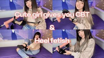 Cute girl gives you CBT & Heel fetish