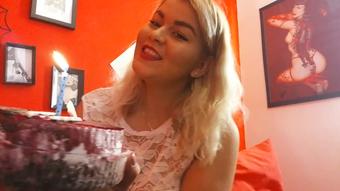 Bday cake on my huge boobs & pussy play - October 22, 2018