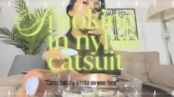 Smoking in Nylon Catsuit - April 11, 2025