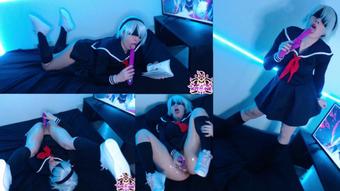 2B School Uniform:Masturbation & Blowjob