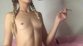 Smoking strip tease and orgasm