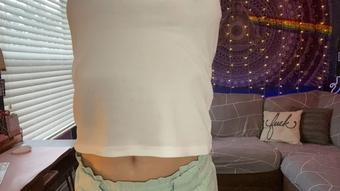 Reaching and Showing My Belly Button