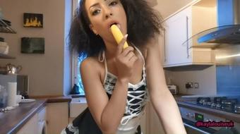 Kaylalouise Maid Fucks Banana Dildo