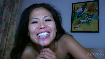 Masturbation and blowjob cum play
