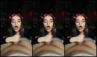 Fucked stepsister in mouth, she loves to play with my cum ❤