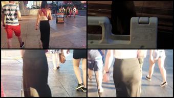 0016 See Thru Dress Thong Tanga Hot Public Brunette Candid Cam Voyeur
