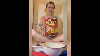 Messily Eating & Spitting Up Cereal