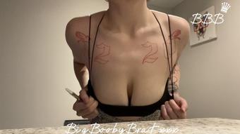 Smoking tank top tit bouncing