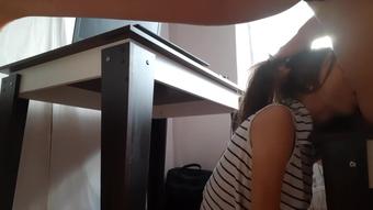 I Love Doing Cunnilingus To My Girlfriend Under The Table When She Works. - Pornhub.Com