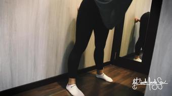 I film my fitness coach rubbing her pussy with a huge dildo. She has a perfect ass in yoga pants
