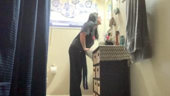 Milf caught on bathroom spy cam