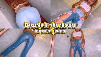 Despair in the shower ripped levi's jeans