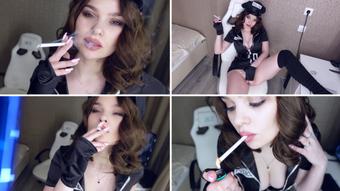 SMOKING BAD COP PLAY WITH HER WET PUSSY