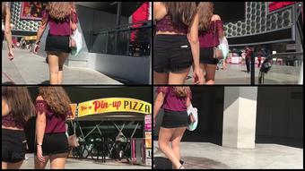 0035 Short Skirt Cheeks Public Ass Candid Too Short Mini Skirt Butt Cheeks Voyeur