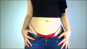 Latex Barbie Denim And Gstring Magic