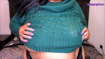 Josie4Yourpleasure Bbw Green Sweater Tits Tease Hd