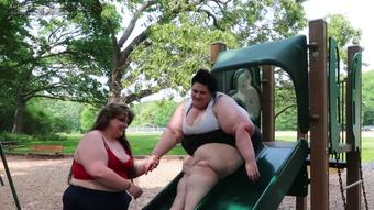 Supersized Fatty Stuck On Slide