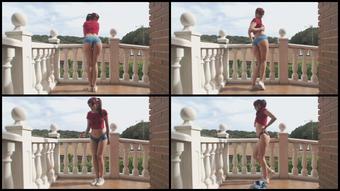 Candystart Public Balcony Redhead Masturbation