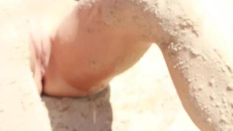 SecretCrush - Big Booty Oiled Swimsuit Teen Risky Public Stripping on Beach