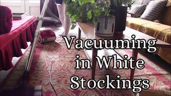 Vacuuming in White Pantihose - May 25, 2021