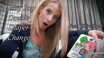 Messy Boy Double Diaper Change - April 01, 2022