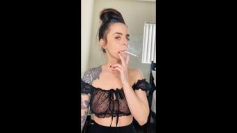 Smoking in Sexy Sheer Top