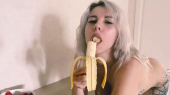 Banana teasing and eating