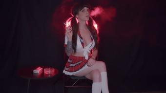Sexy School Girl Smokes 100s