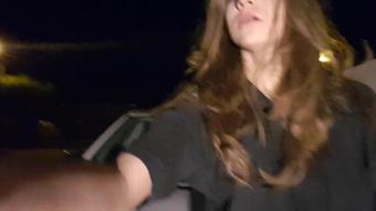 cum with monster cock in front of house