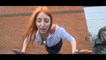 student climbs on car and masterbates