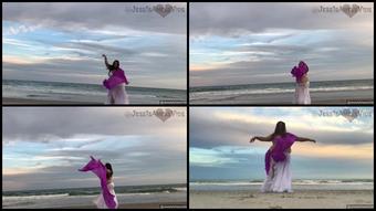 Jessisamessvids Belly Silk Veil Dancing At The Beach