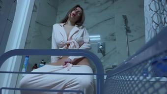 She likes to masturbate her pussy in the bathroom while no one sees