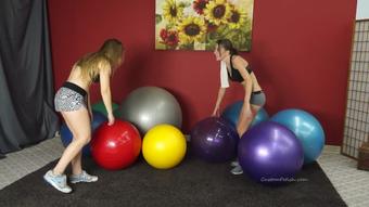 Madison n Julie Destroy Exercise Balls