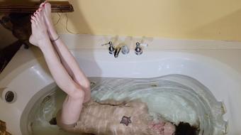 4K - Nude Leg Stretching In The BathTub