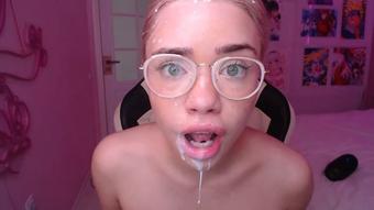 Nerdy Girl Facial Cumshot Drooling A Lot - May 26, 2022